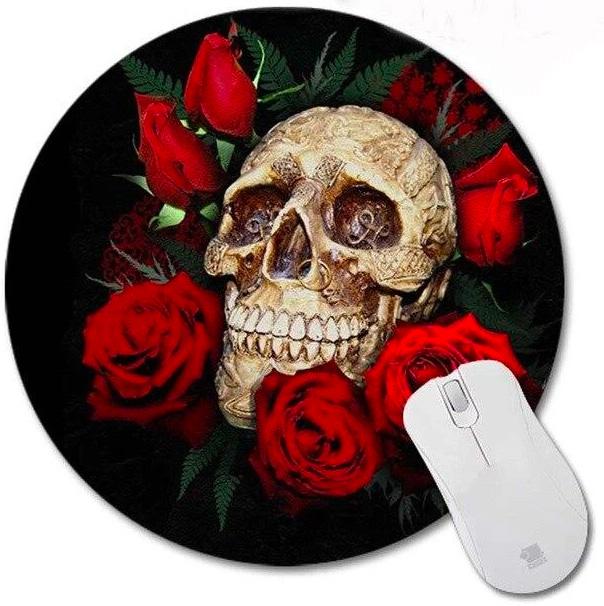 Tapis de Souris Tête de Mort Et Rose