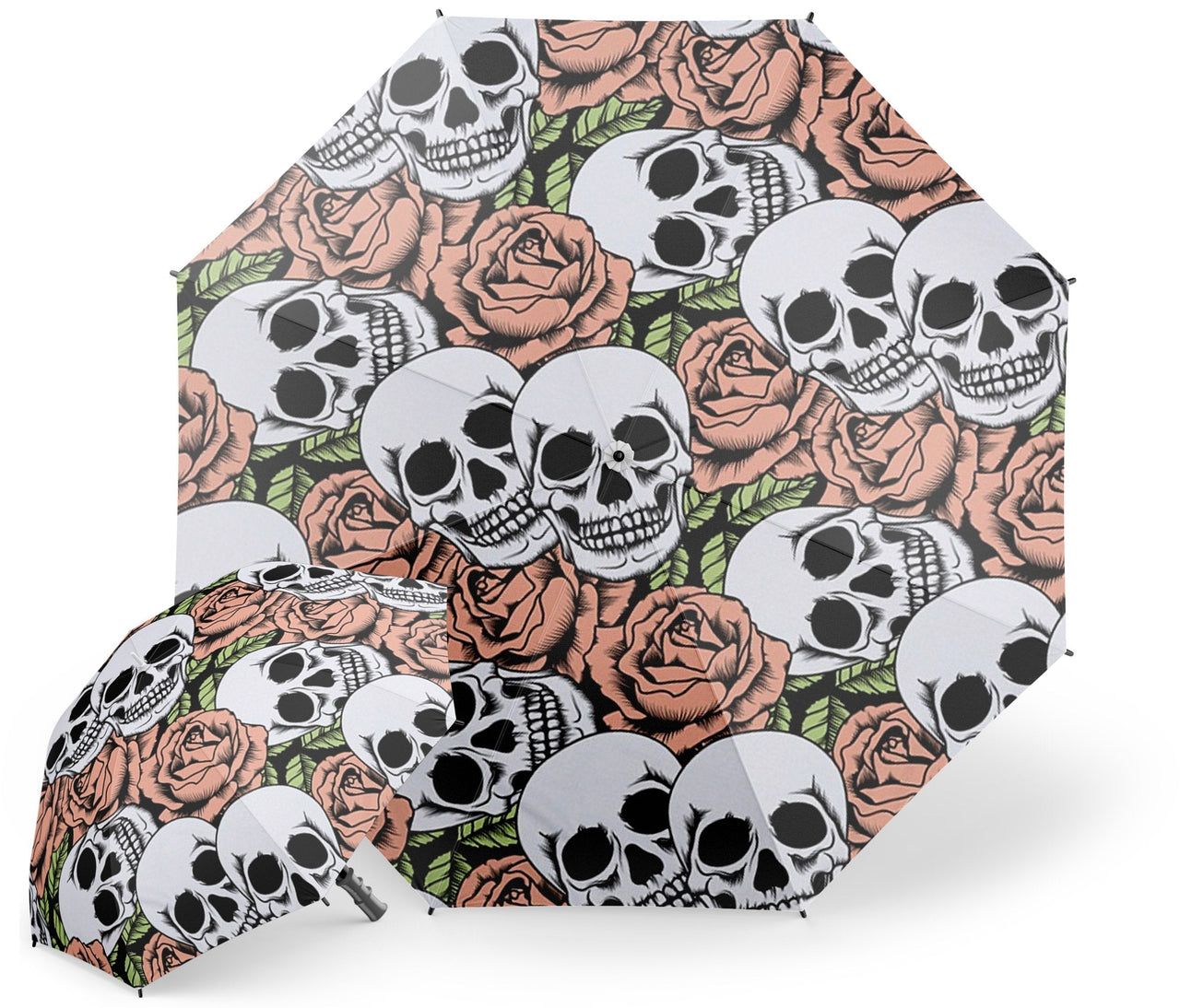 Parapluie Tête de Mort <br/> Avec Fleurs