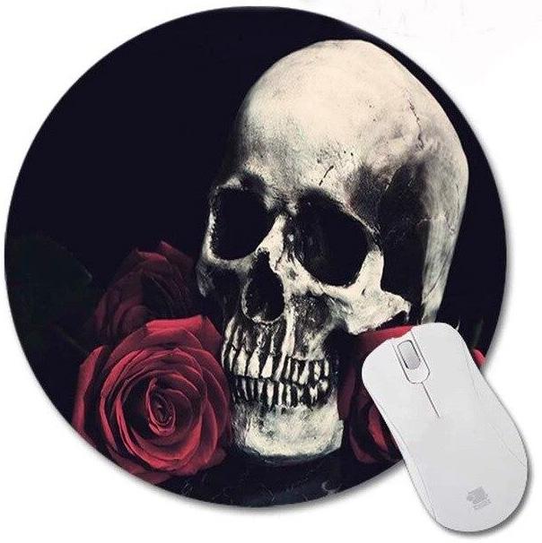 Tapis de Souris Tête de Mort Avec Rose