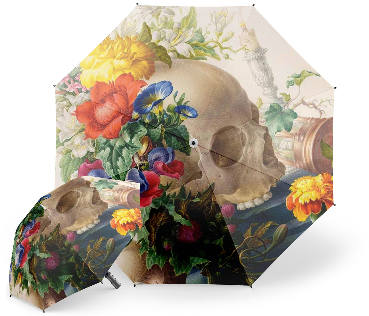 Parapluie Tête de Mort <br/> Fleurie