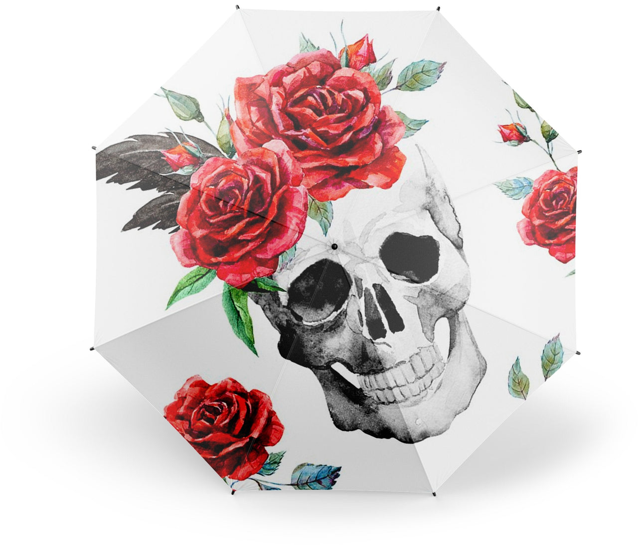Parapluie Tête de Mort <br/> Et Roses