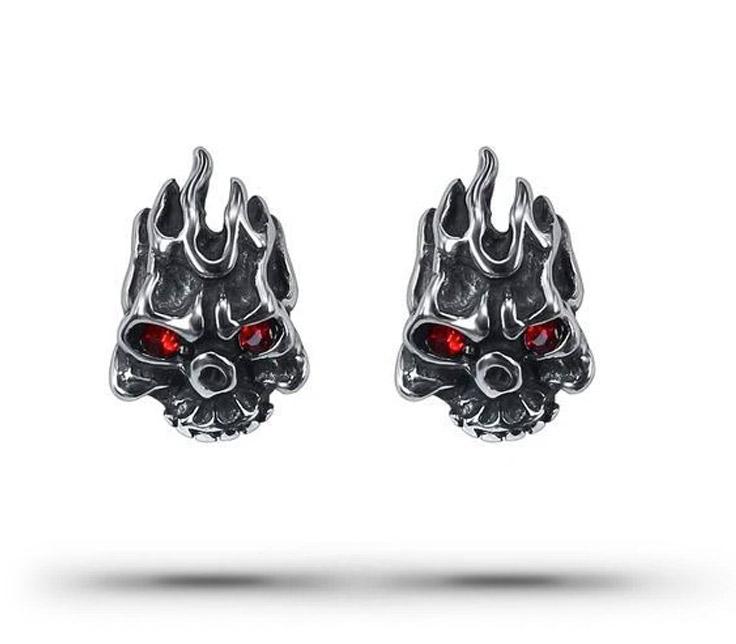 Boucles d'Oreilles Crâne en Feu