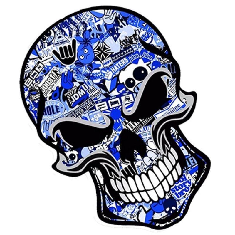 Sticker Tête de Mort Bleue