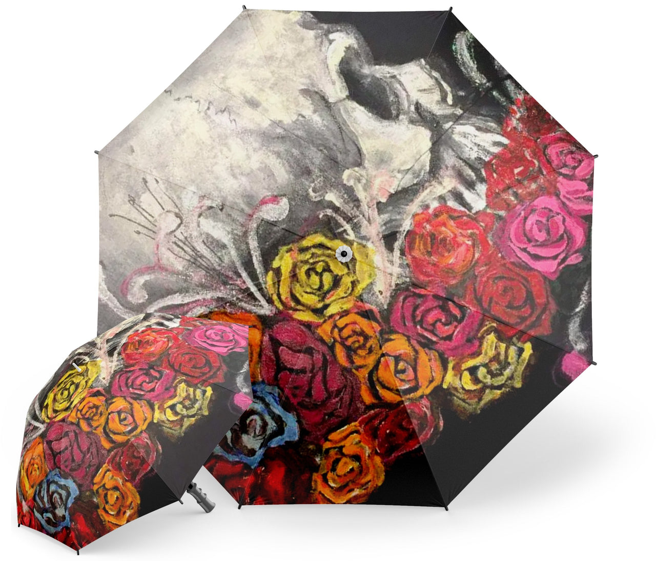 Parapluie Tête de Mort <br/> Fleurs
