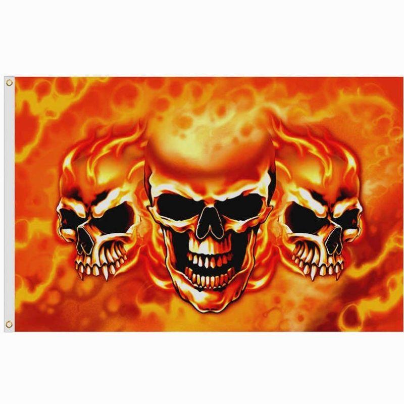 Drapeau Tête de Mort Flamme