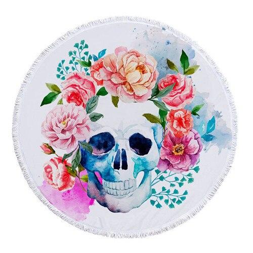 Serviette Tête de Mort Et Roses