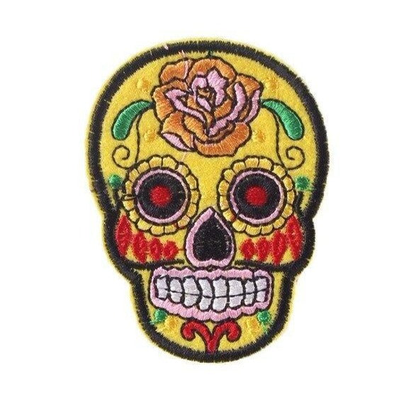 Écusson Crâne Mexicain Fleur