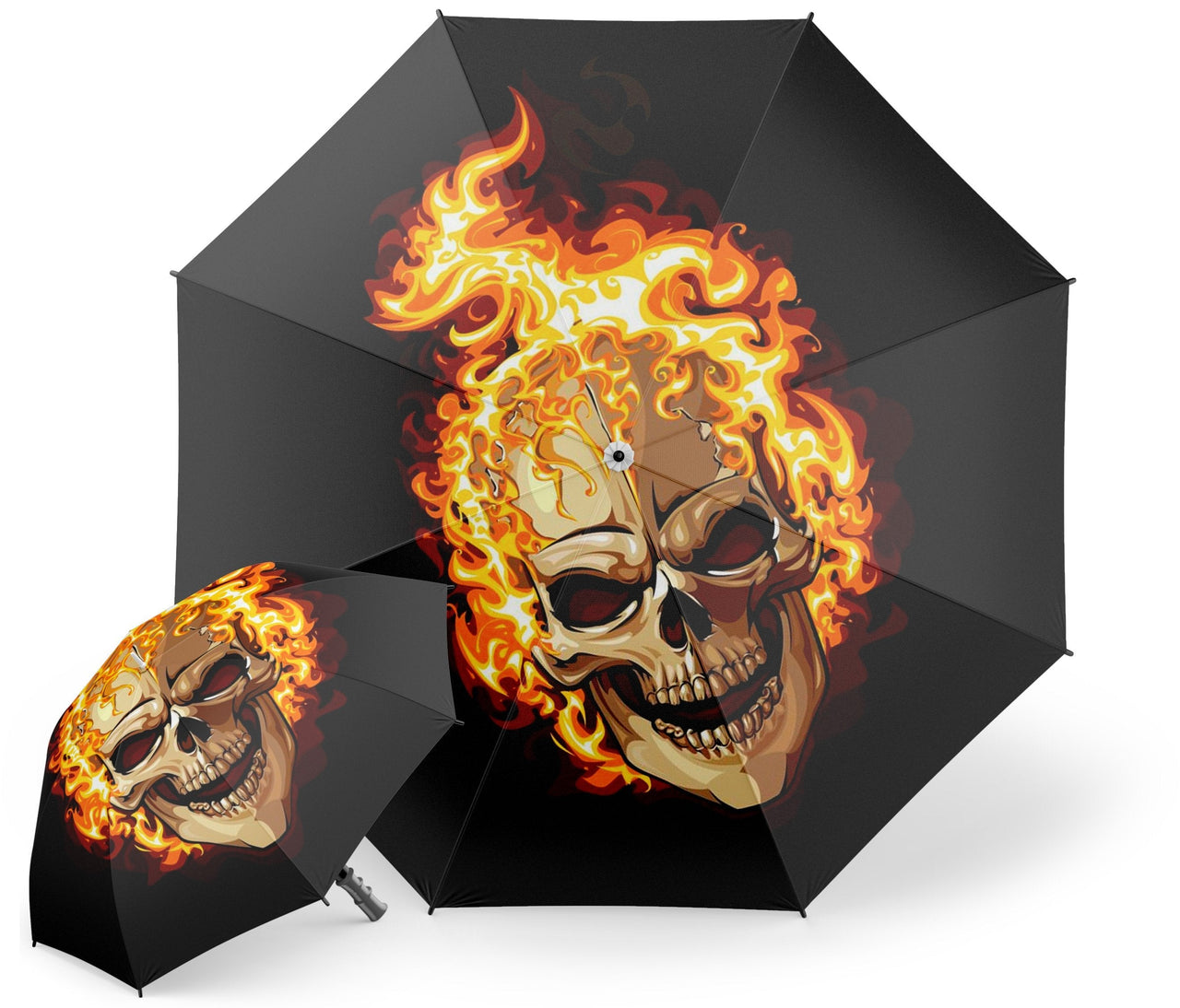 Parapluie Tête de Mort <br/> Avec Flammes