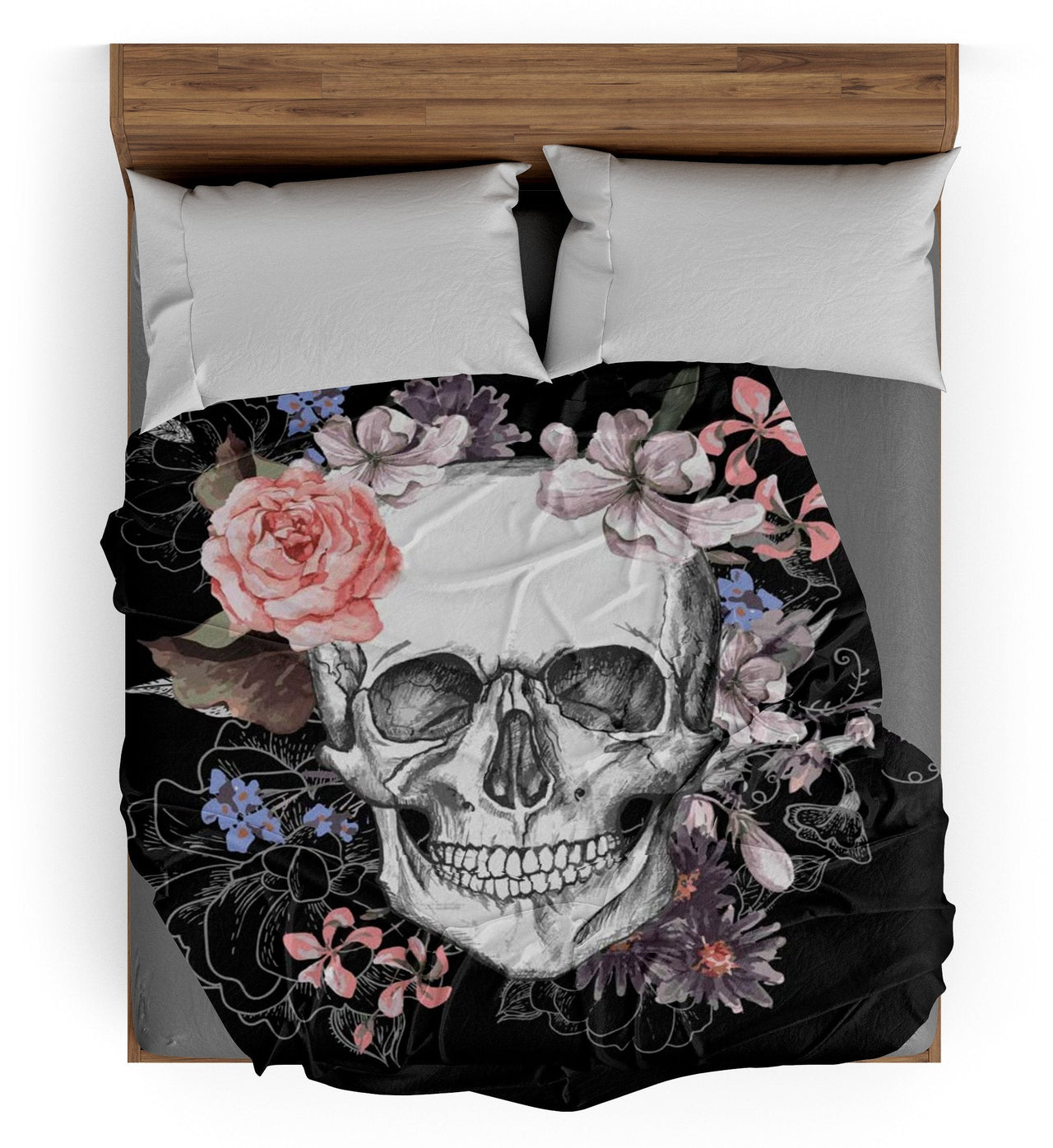 Plaid Tête de Mort Fleurie