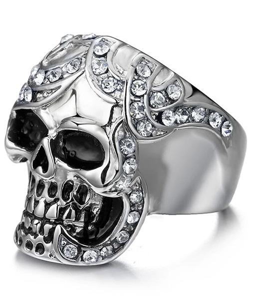 Bague Tête de Mort <br/> Femme (Acier)