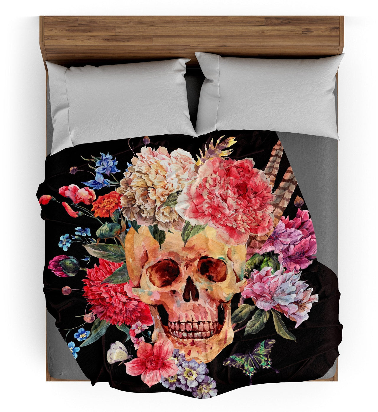 Plaid Crâne et Fleurs