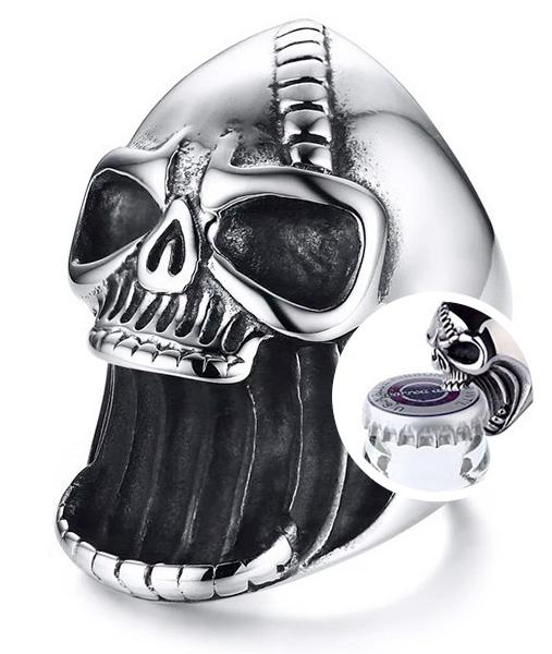 Bague Décapsuleur <br/> Tête de Mort (Acier)