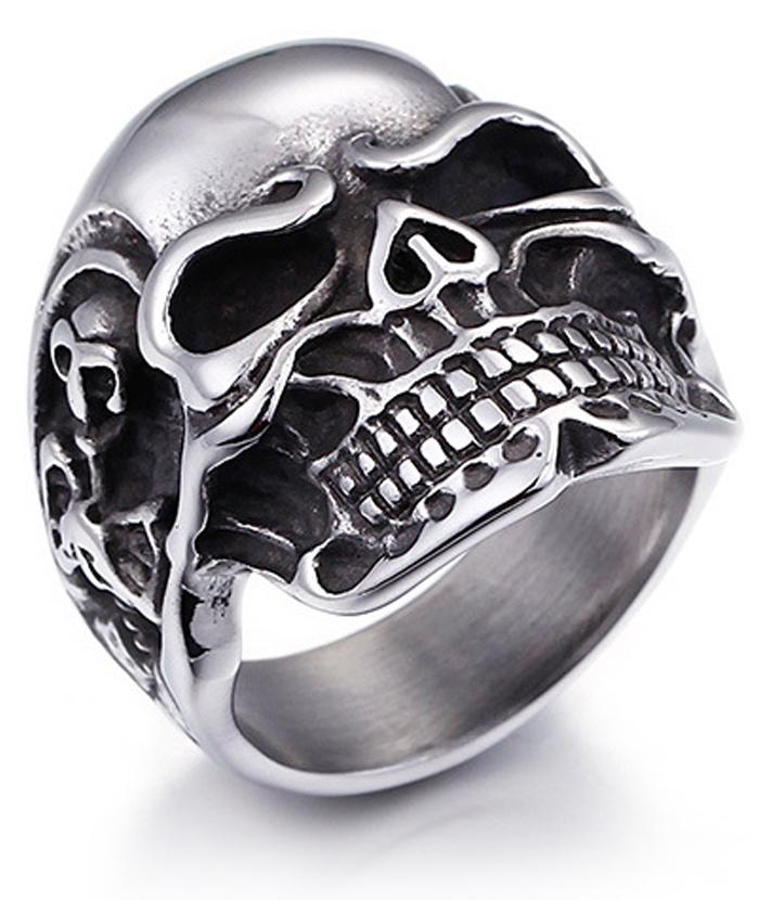 Bague Tête de Mort <br/> Motard (Acier)