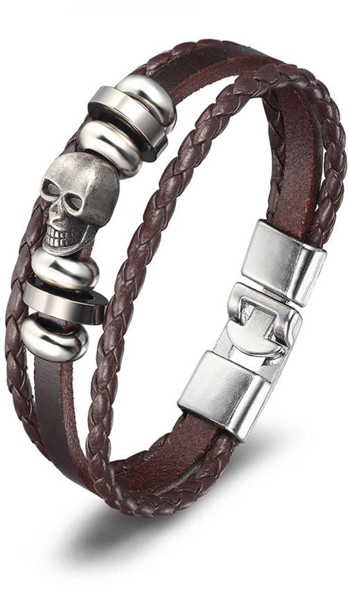 Bracelet Macabre <br/> Cuir Marron (Cuir)