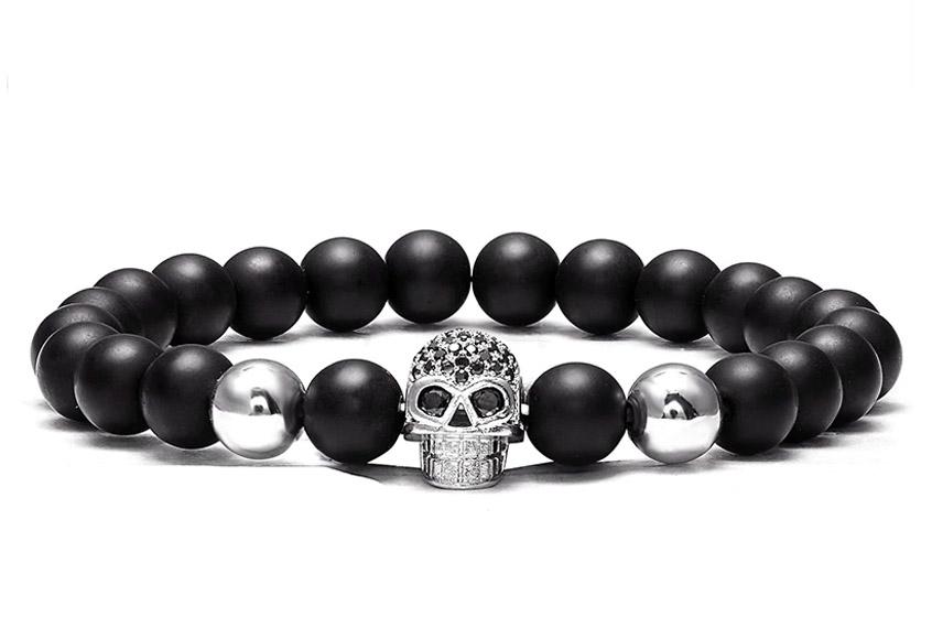 Bracelet Homme <br/> Tête de Mort (Perles)