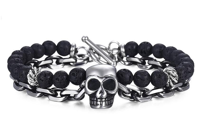 Bracelet Skull Biker (Perles)