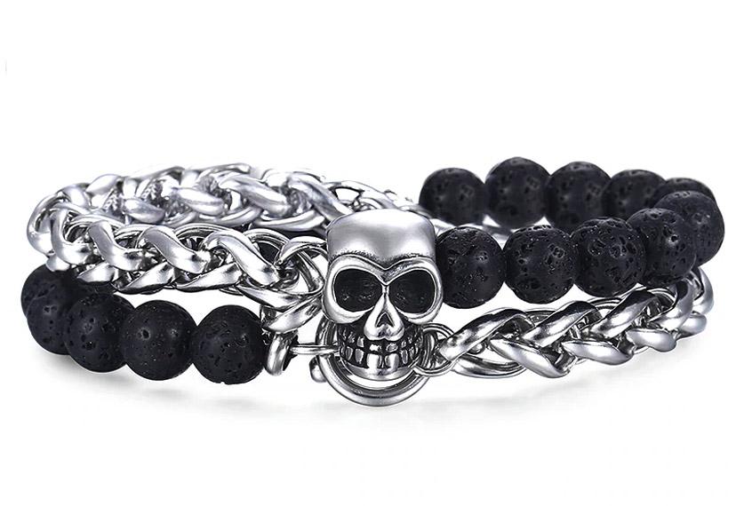 Bracelet Skull Biker (Perles)