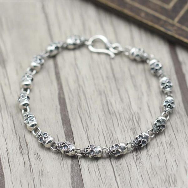 Bracelet Tête de Mort <br/> Homme (Argent)