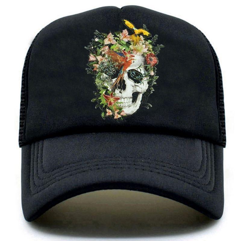 Casquette Crâne Fleuri