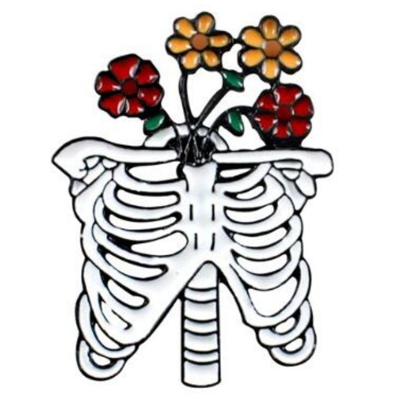 Pin's Squelette Fleuri