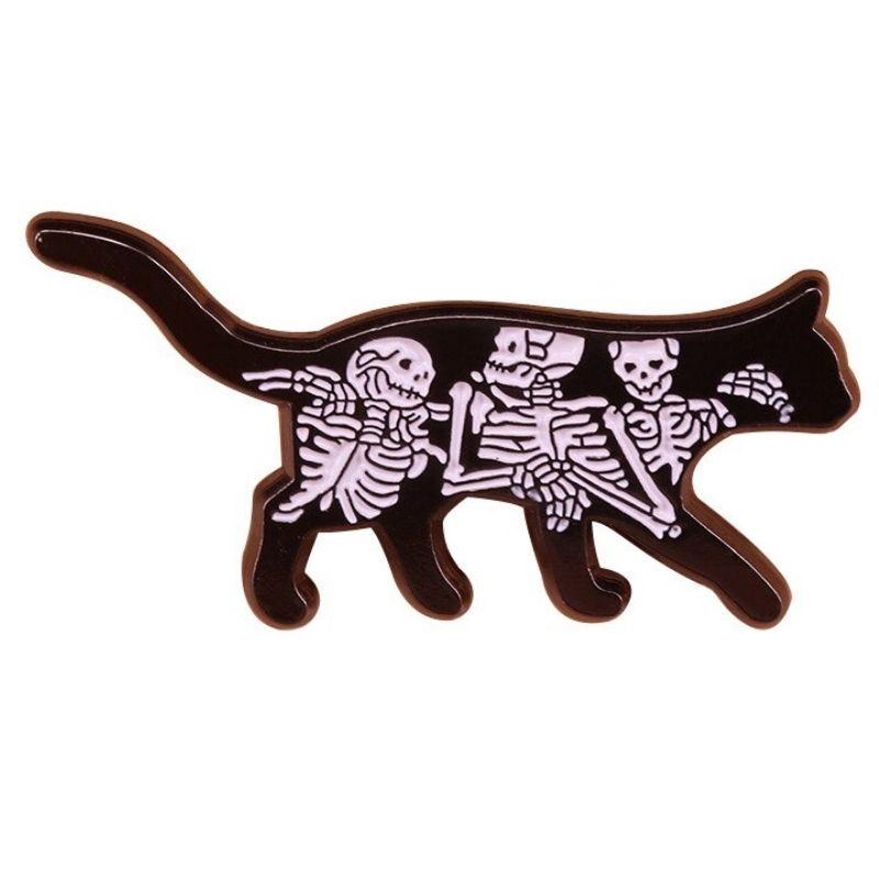 Pin's Squelette Chat