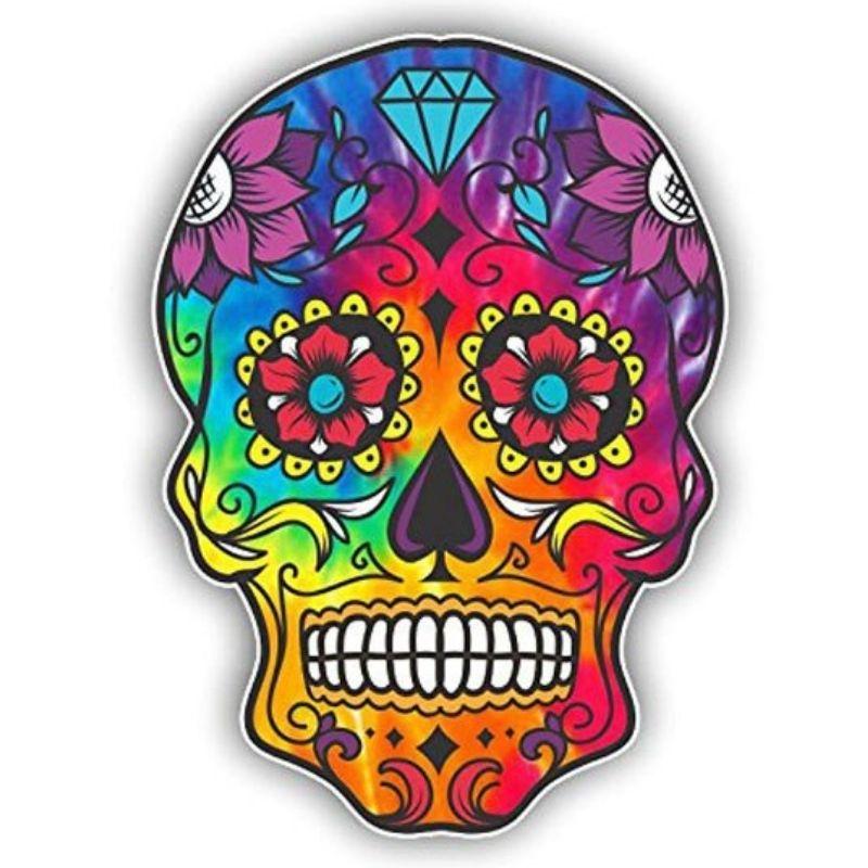 Sticker Tête de Mort Mexicaine Colorée