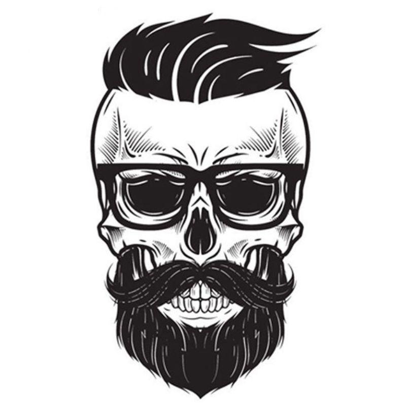 Sticker Tête de Mort Hipster