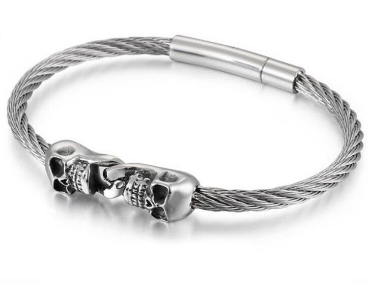 Bracelet Tête de Mort Femme (Acier)