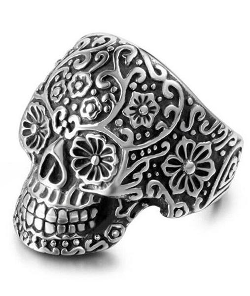 Bague Tête de Mort <br/> Mexicaine Homme (Acier)