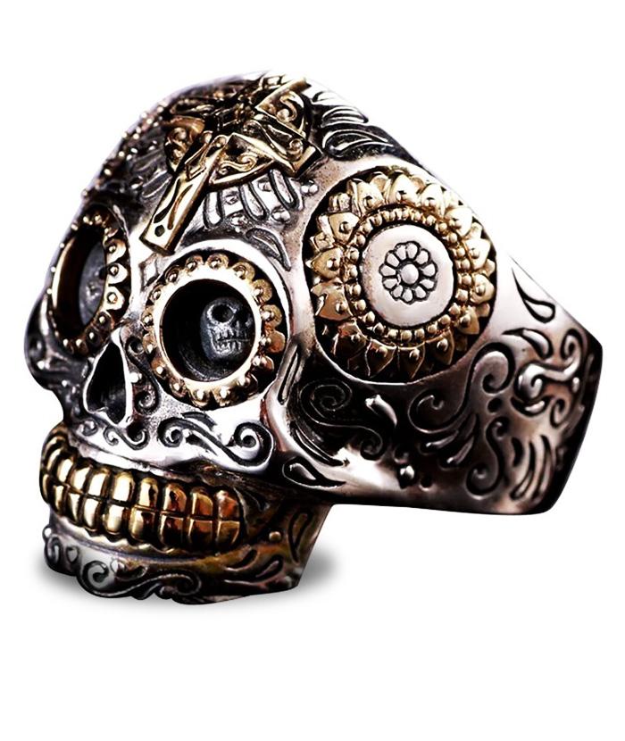 Bague Tête de Mort <br/> Mexicaine (Argent)