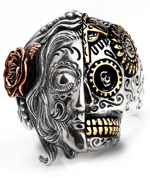 Bague Crâne Mexicain <br/> Catrina (Acier)