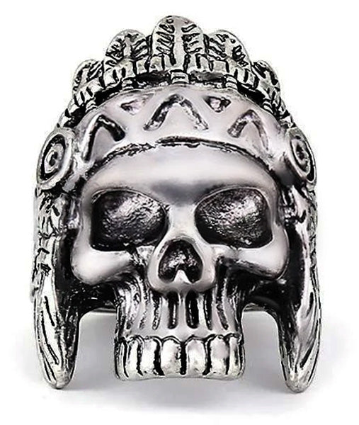 Bague Tête de Mort <br/> Indien (Acier)