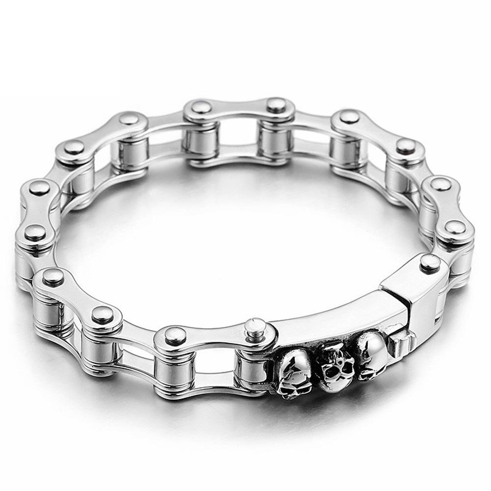 Bracelet Biker Tête de Mort (Acier)