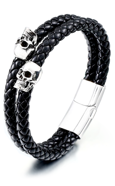 Bracelet Tête de Mort <br/> Homme (Cuir)