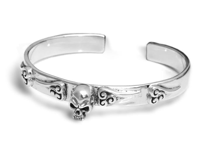 Bracelet Crâne Biker (Argent)