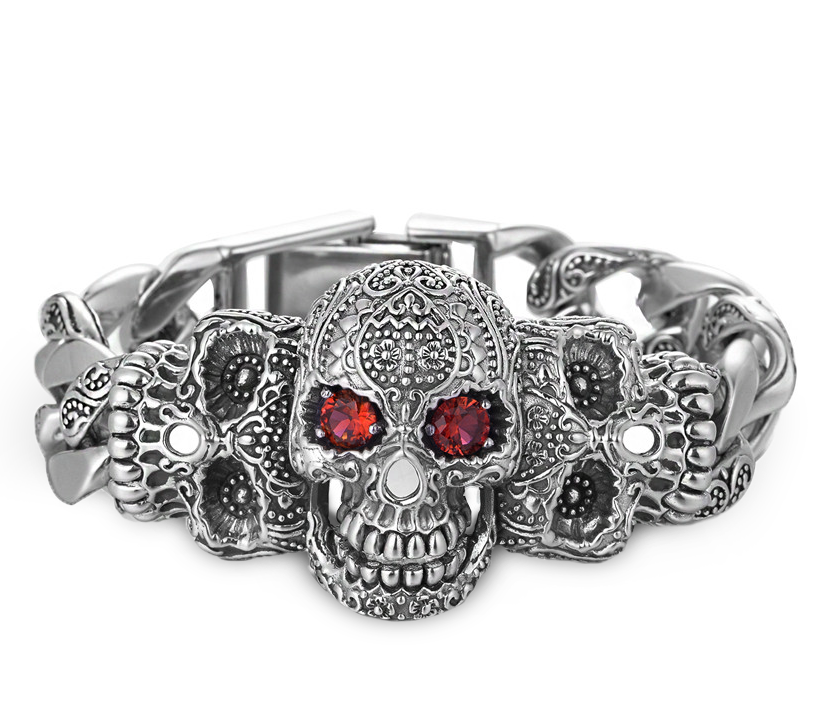 Bracelet Tête de Mort Mexicaine (Argent)