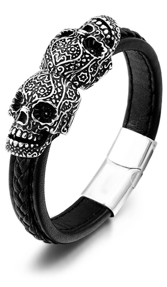 Bracelet Crâne Mexicain (Cuir)