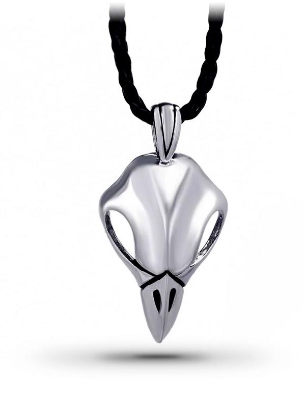 Pendentif Crâne de Corbeau (Cuir)