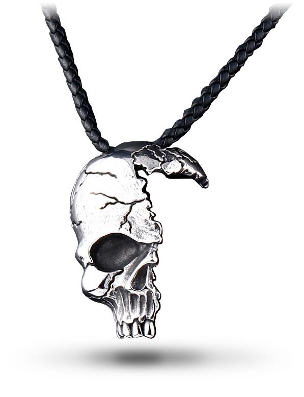 Collier Tête de Mort Homme (Cuir)