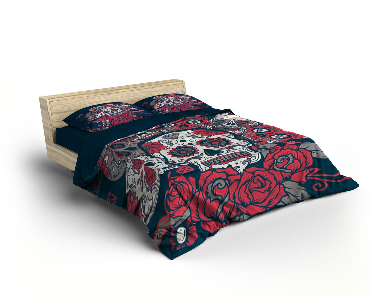 Housse de Couette Tête de Mort Mexicaine avec Rose