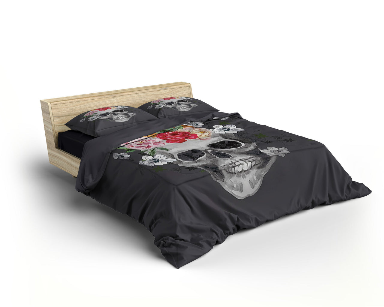 Housse de Couette Tête de Mort Fleurie