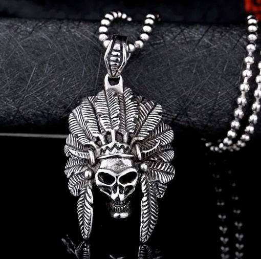 Collier Tête de Mort Indien (Acier)