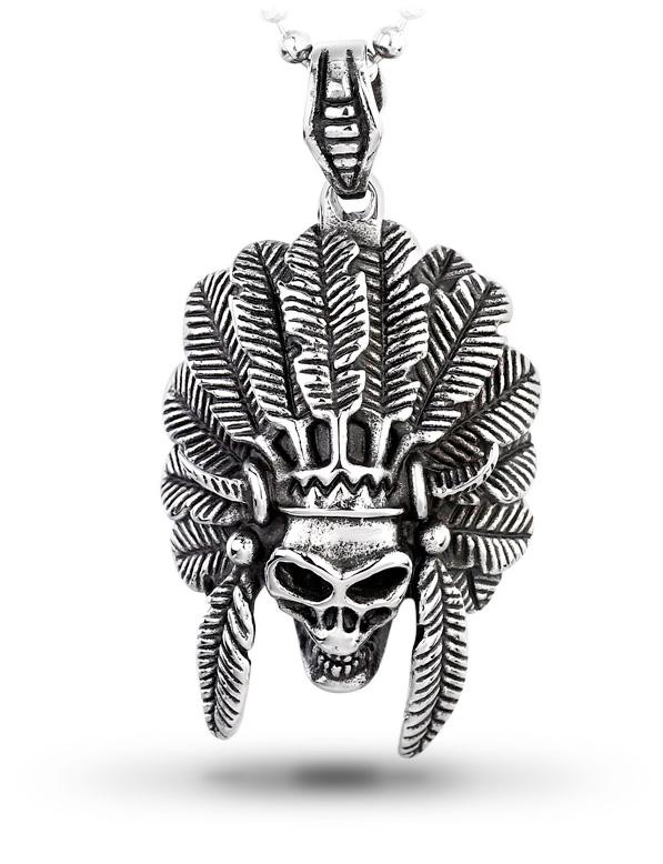 Collier Tête de Mort Indien (Acier)