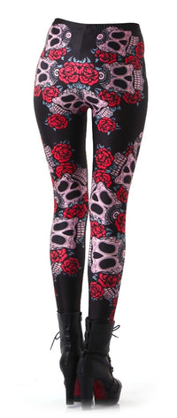 Thumbnail for Legging Tête de Mort <br/> Et Rose