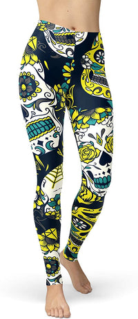 Thumbnail for Legging Tête de Mort <br/> Jaune