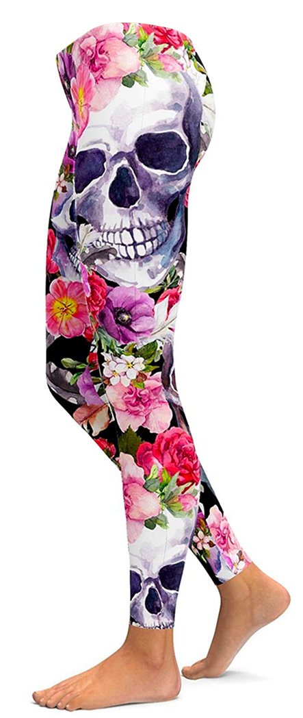 Legging Tête de Mort <br/> Avec Fleurs