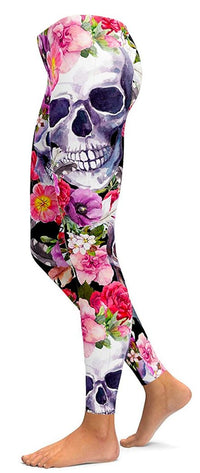 Thumbnail for Legging Tête de Mort <br/> Avec Fleurs