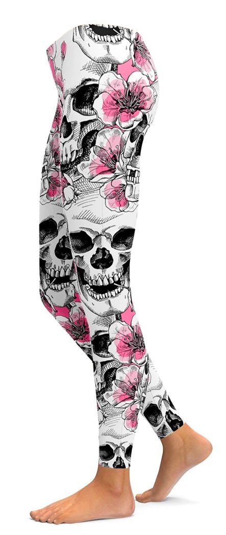 Legging Tête de Mort <br/> Fleurs