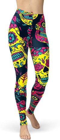 Thumbnail for Legging Tête de Mort <br/> Mexicaine Colorée