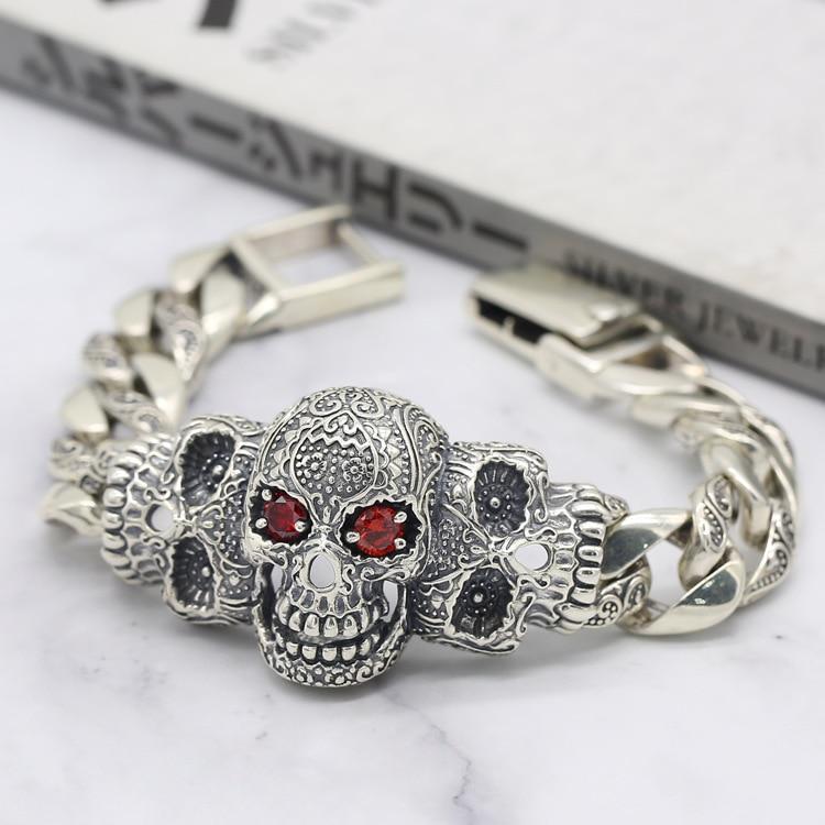 Bracelet Tête de Mort Mexicaine (Argent)